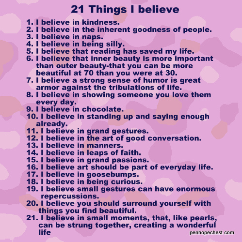 21 things I believe
